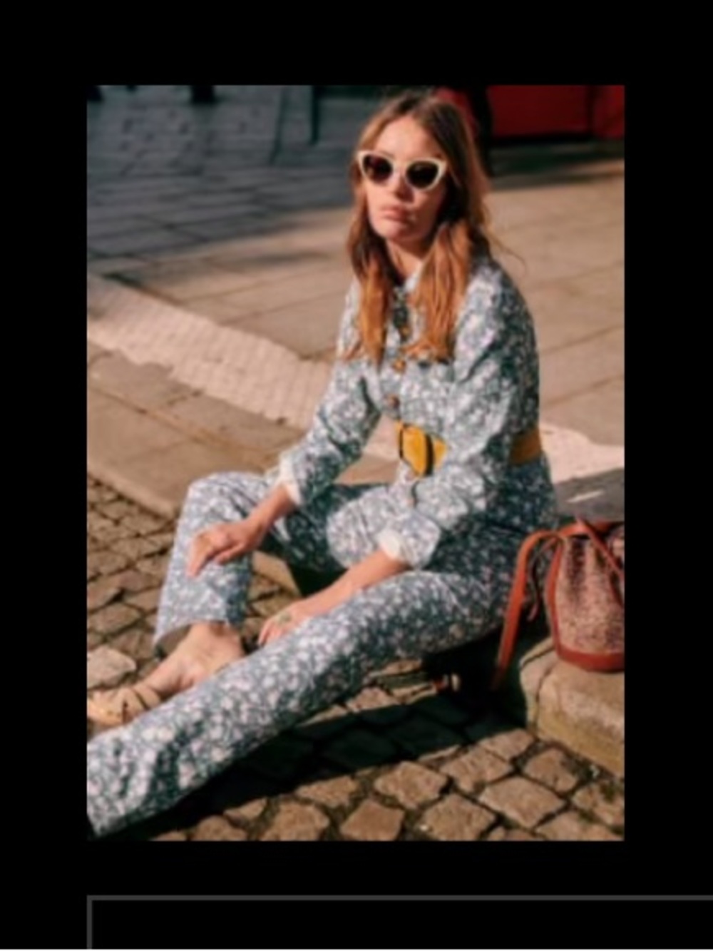 Sezane Michel Jumpsuit Imprimé Fleurs Bicolores Bleues - Size 36
